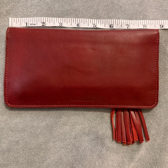 Lisa Leonard Genuine Leather Wallet with Zipper Tassel & 22 Card Slots, Red NWOT - Picture 11 of 15